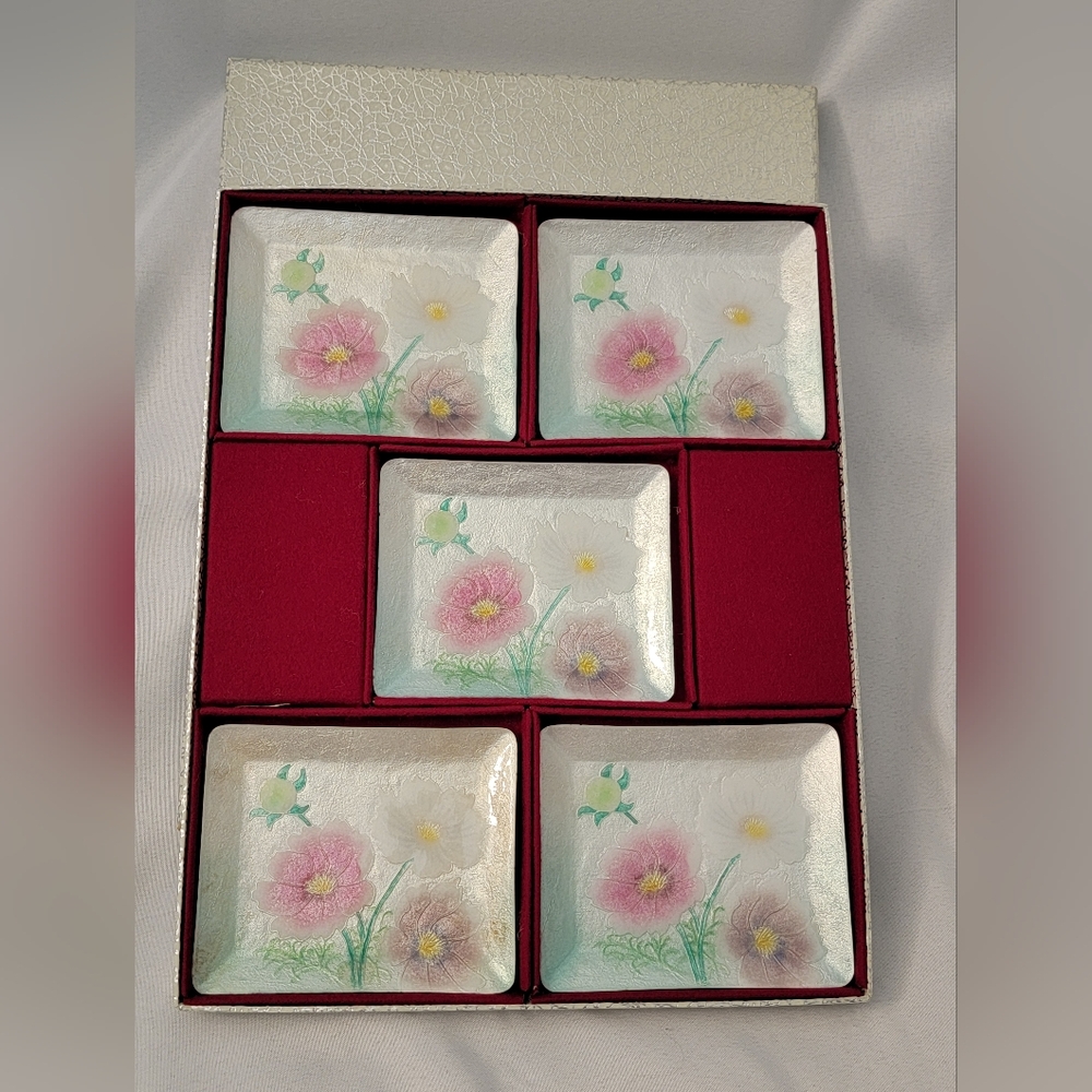 Vintage Ando Cloisonne Japenese Plates Set Of 5